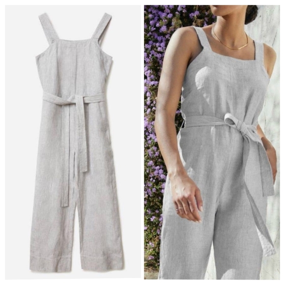 Everlane Pants - Everlane stripped square neck 100% linen jumpsuit
